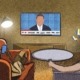drawing of someone talking on news program on tv
