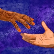 Two hands reaching out to each other.