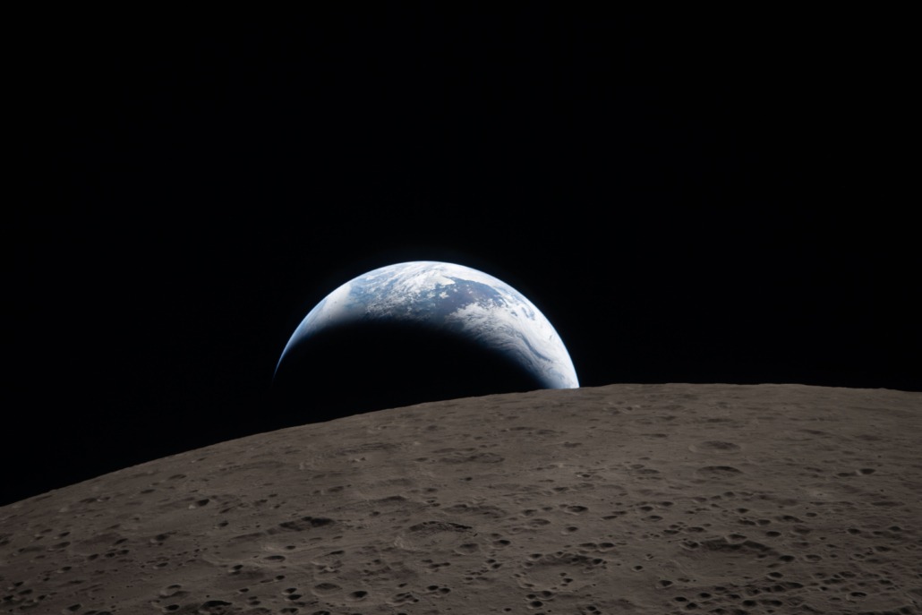 NASA Artemis II photo of Earth and moon.