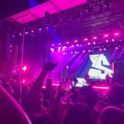 The stage was lit up with pink beam lights as Ty Dolla $ign performed his set.