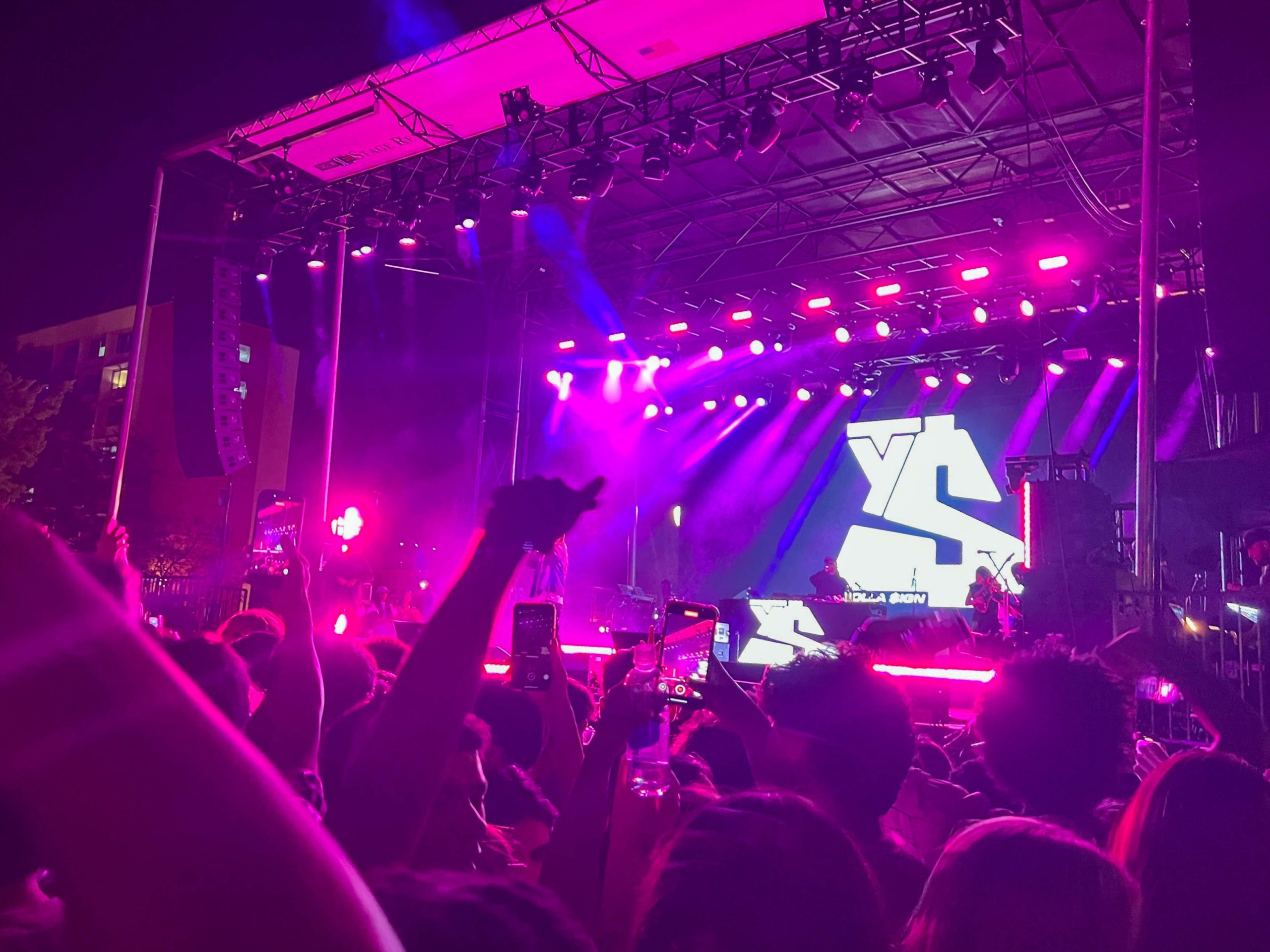 The stage was lit up with pink beam lights as Ty Dolla $ign performed his set.