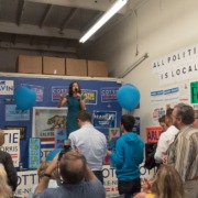 California Governor candidate Gavin Newsom campaigns with Costa Mesa Assembly candidate Cottie Petrie-Norris.