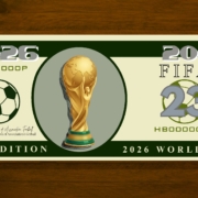Art of a dollar bin with world cup trophy
