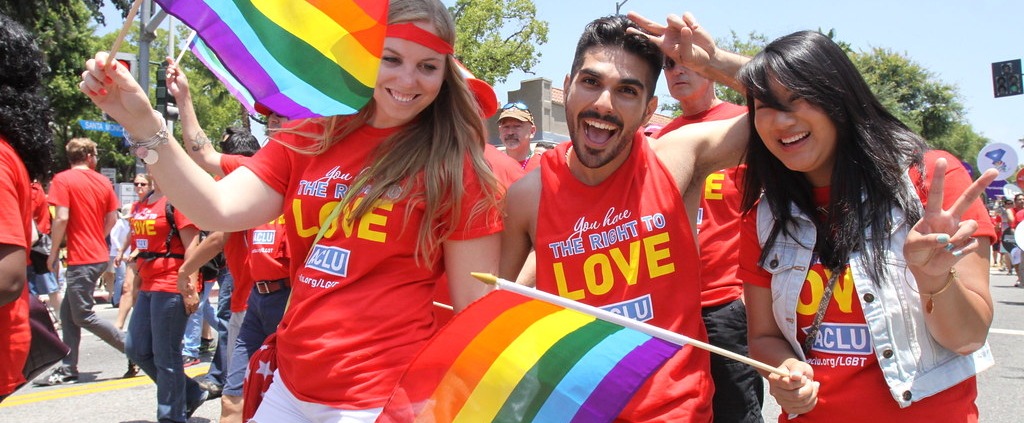 People attending an LA pride event