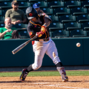 Abbrie Covarrubias hitting the ball