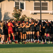 USC women's soccer pictured in a game against Oregon.