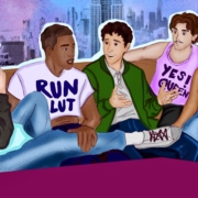 Artwork of the roommates in "Adults"