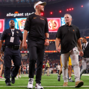 Head Coach Lincoln Riley is on the hot seat in 2026 after failing to lead the Trojans to the College Football Playoff in his first four years at the helm. He is pictured here after a game against LSU on Sept. 1, 2024.