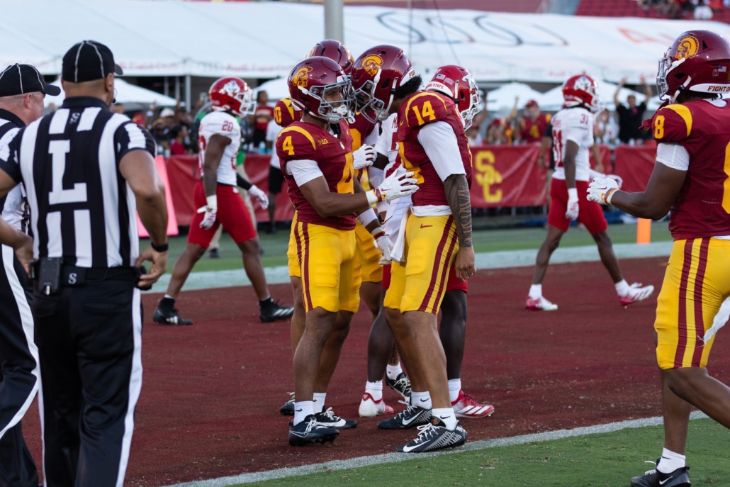 Freshman wide receiver Trent Mosley has totaled 222 yards and three touchdowns in two games. He is pictured against Fresno State on Sept. 4.