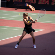 Senior Immi Haddad is looking to mirror the success her teammates had in the tournament. She is pictures in a match against Texas on Jan. 17, 2025. File photo by Jake Berg
