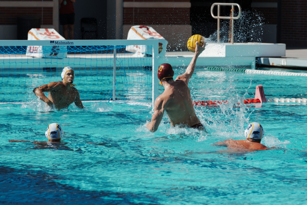 Luke Nelson shoots the ball