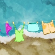 A drawing of clothes on a clothesline